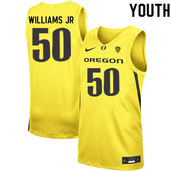 Youth #50 Eric Williams Jr. Oregon Ducks College Basketball Jerseys Sale-Yellow - Click Image to Close